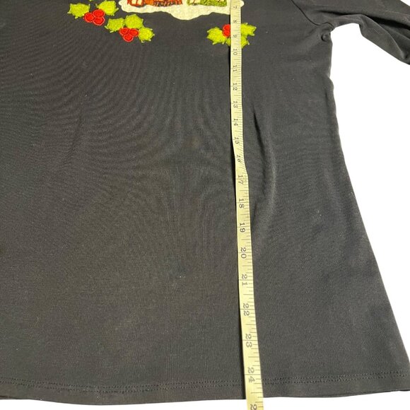 Michael Simon Vintage Y2K Christmas Embroidered Houses M Beaded Shirt Womens - Picture 10 of 11